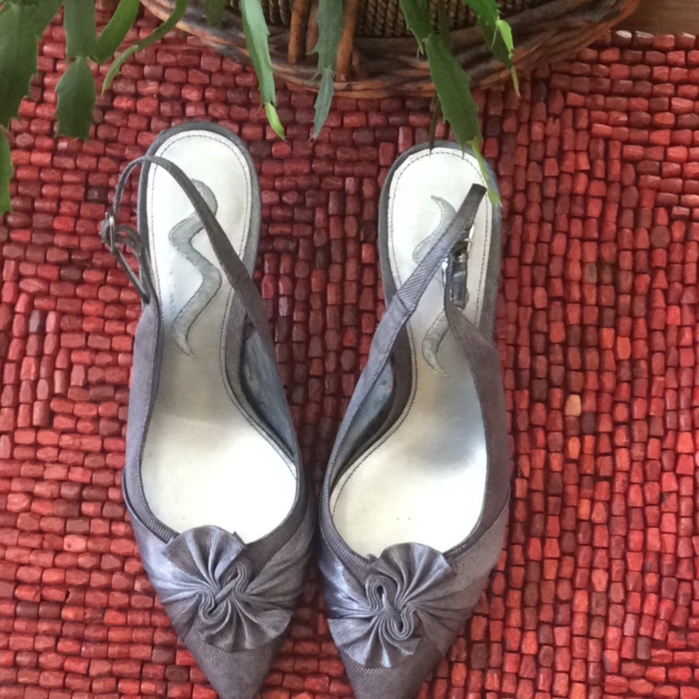 Pewter satin shoes